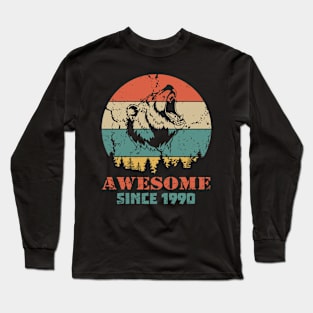 Awesome Since 1990 Year Old School Style Gift Women Men Kid Long Sleeve T-Shirt